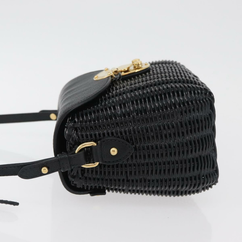 【日本直送】Miu Miu 草編黑色金色單肩包 正品 bs34953V-3