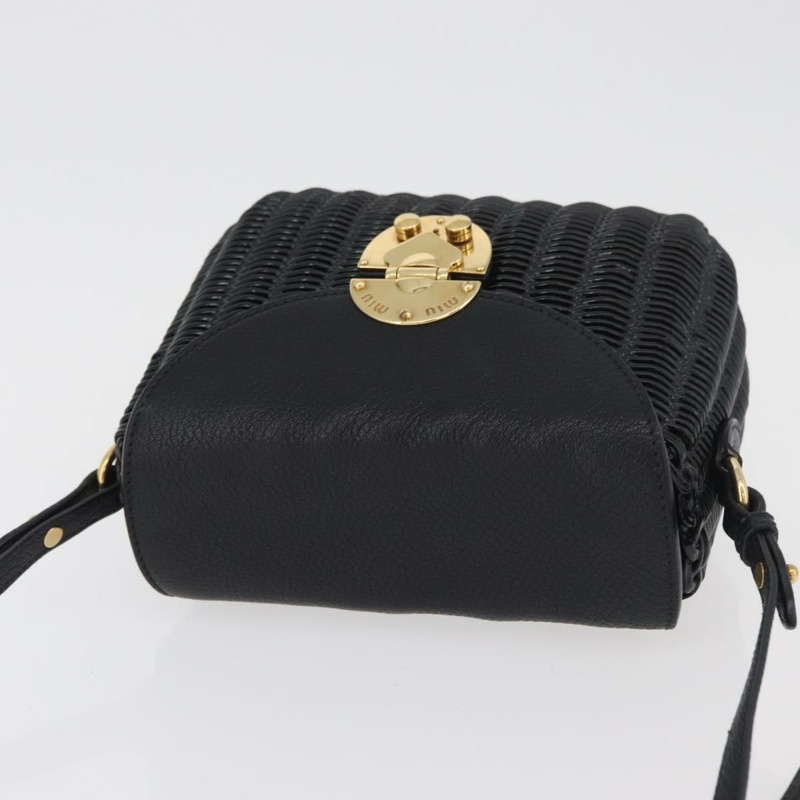 【日本直送】Miu Miu 草編黑色金色單肩包 正品 bs34953V-5