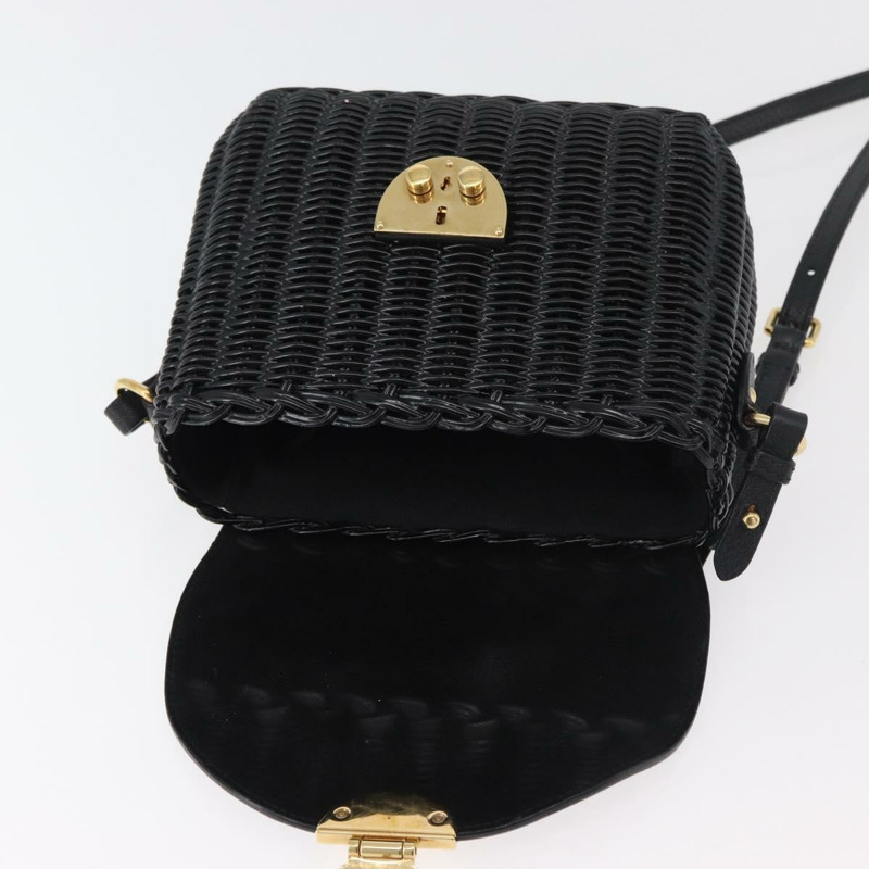 【日本直送】Miu Miu 草編黑色金色單肩包 正品 bs34953V-9