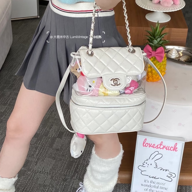 Chanel 仙女奶油白 油蠟皮革肩背包/側背包🤍時髦仙女🧚‍♀️-1