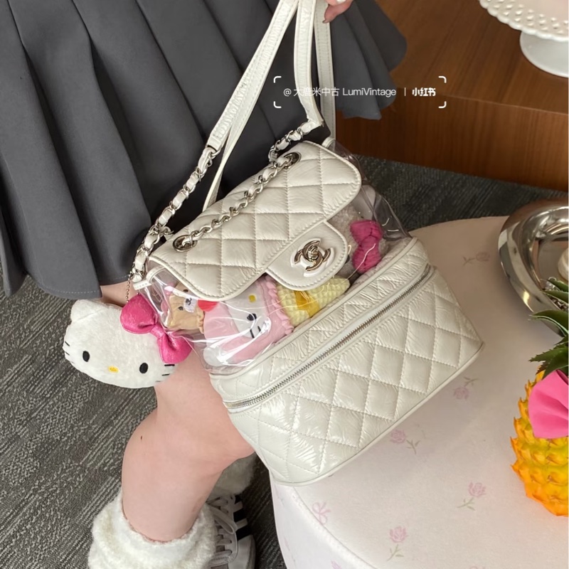 Chanel 仙女奶油白 油蠟皮革肩背包/側背包🤍時髦仙女🧚‍♀️-4