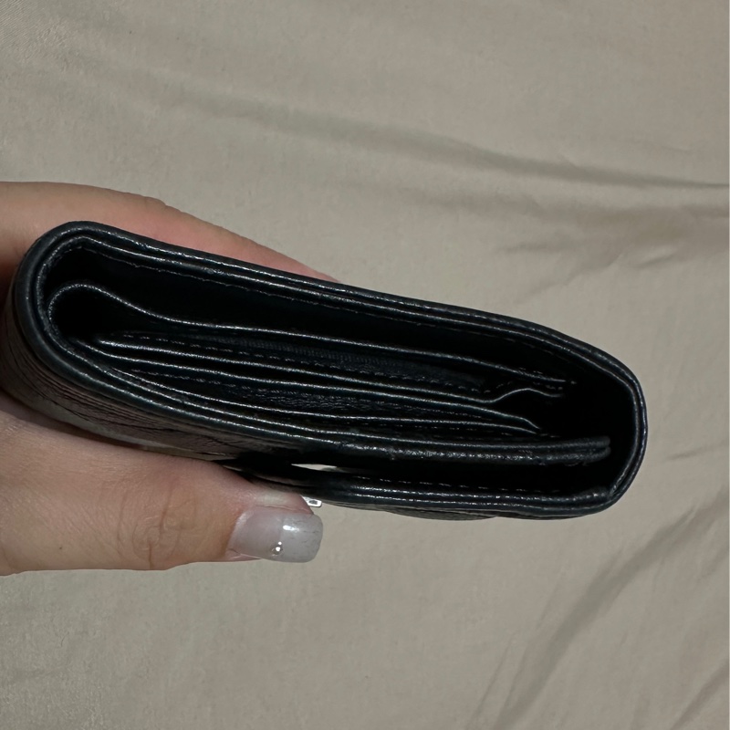 Chanel 黑色銀標牛皮三折中夾-3