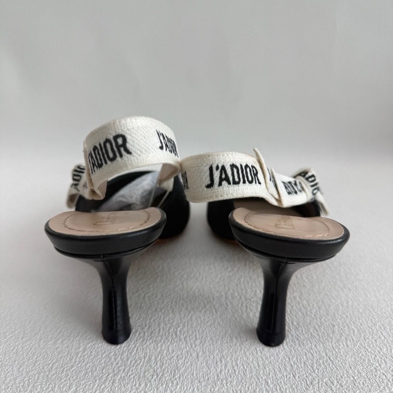 DIOR迪奧  黑色小貓跟 J'Adior 刺繡飾帶   6.5cm 35碼-4