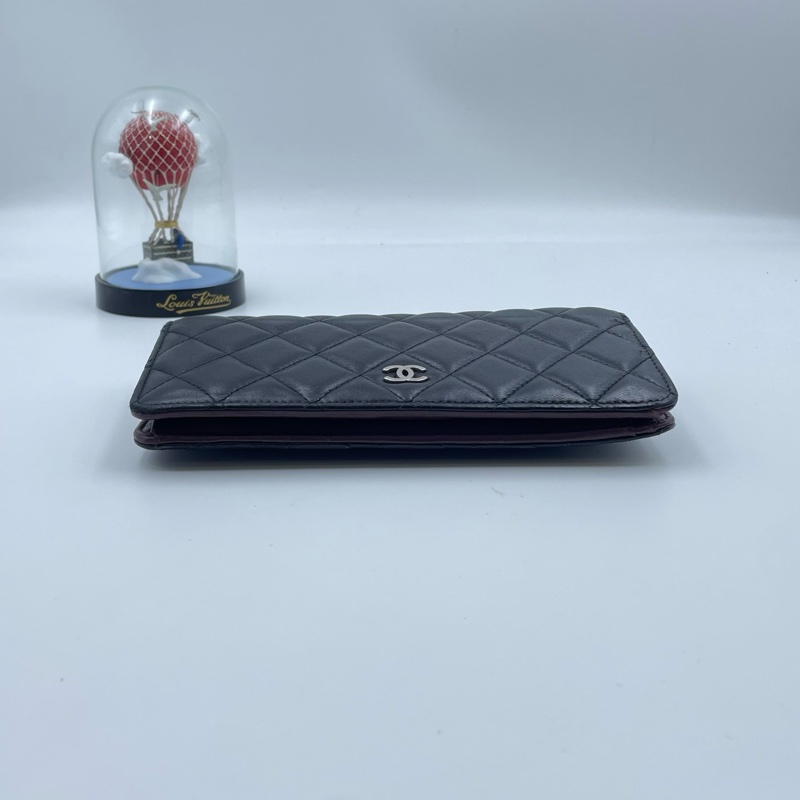 香奈兒/Chanel 經典黑色款長款錢包 14開黑色羊皮 搭配銀色金屬雙C扣 低調奢華-3