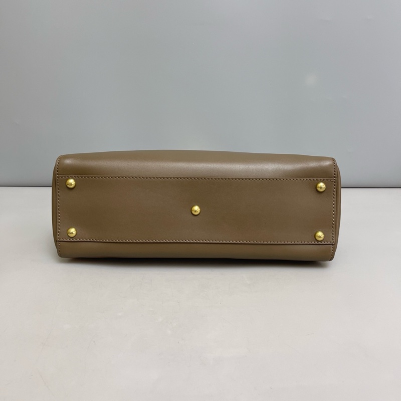 Fendi 芬迪 Peekaboo 棕色全皮金扣 中號-4