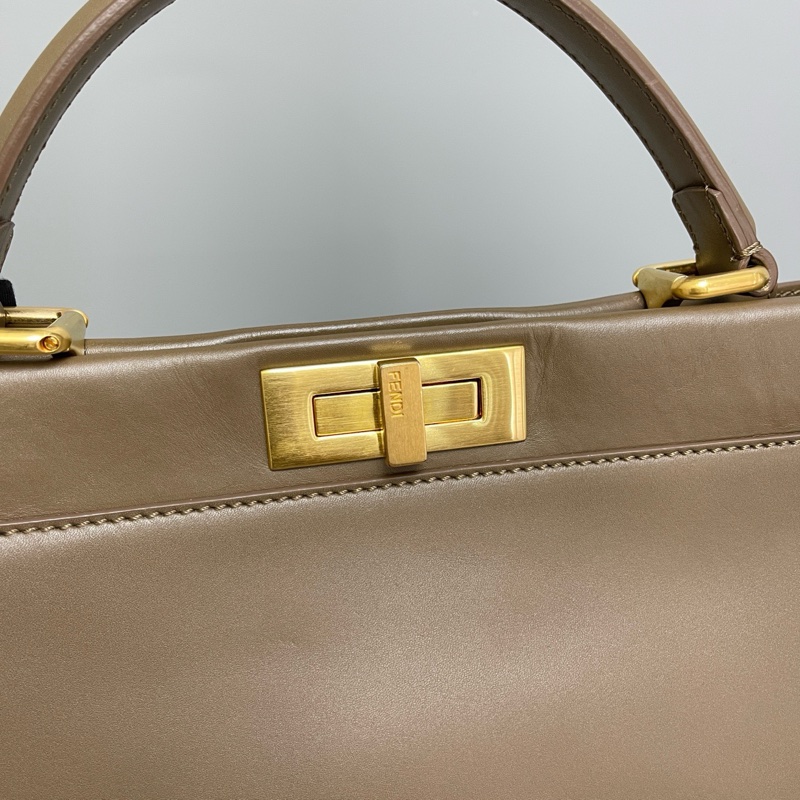 Fendi 芬迪 Peekaboo 棕色全皮金扣 中號-6