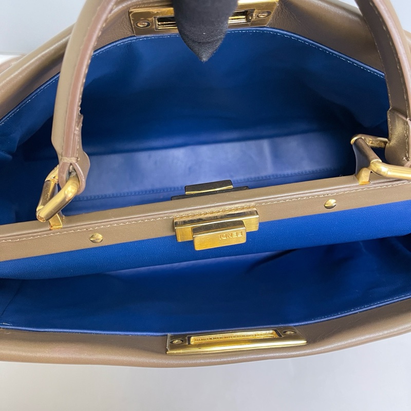 Fendi 芬迪 Peekaboo 棕色全皮金扣 中號-8