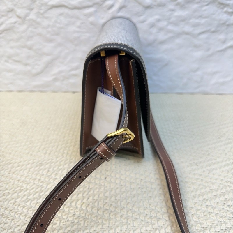 巴寶莉Burberry 經典TB金扣灰色拼黑色百搭款 尺寸21*15.5*8.5-2