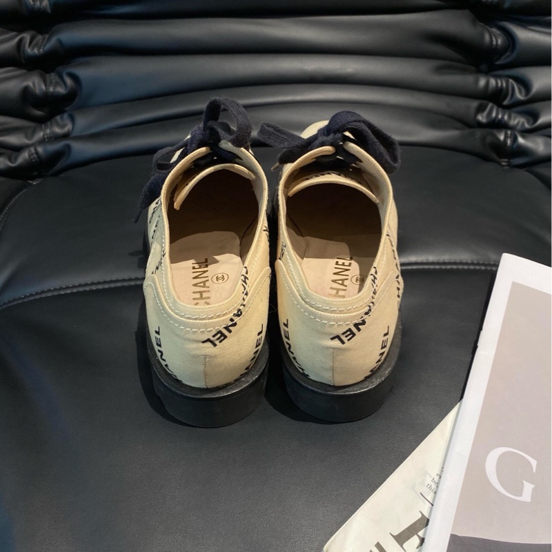 Chanel稀有帆布字母logo德比鞋38.5碼-2