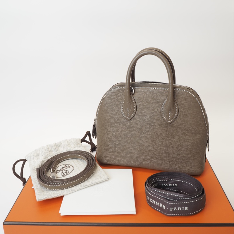 Hermès mini bolide 象灰銀 山羊皮-0