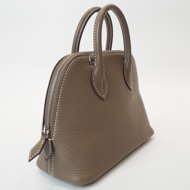 Hermès mini bolide 象灰銀 山羊皮-7
