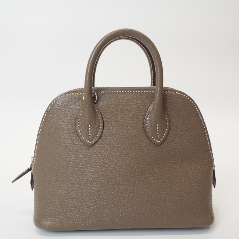Hermès mini bolide 象灰銀 山羊皮-8