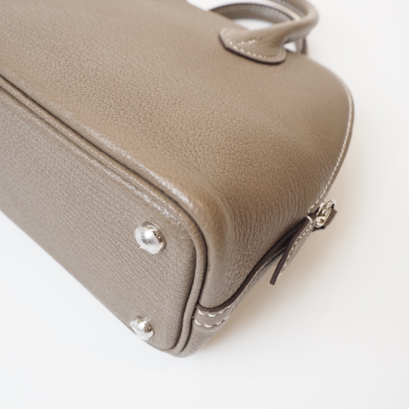 Hermès mini bolide 象灰銀 山羊皮-12