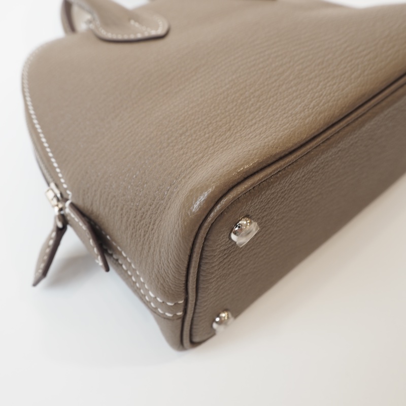 Hermès mini bolide 象灰銀 山羊皮-13