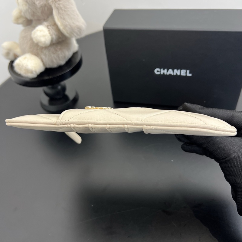 Chanel/香奈兒 米色全皮19bag系列 手拿零錢包卡包手機包 30開有保卡-5