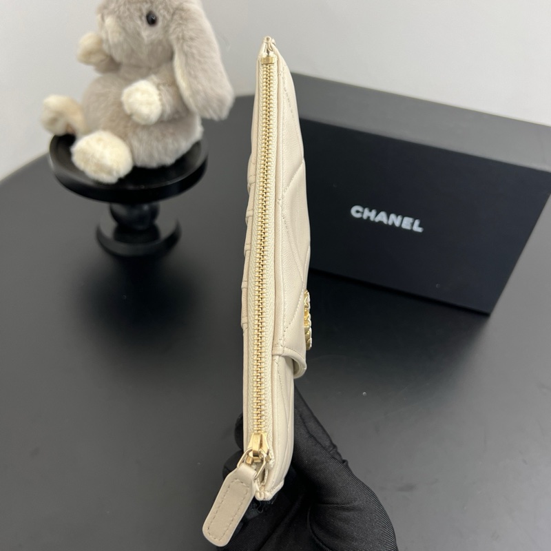 Chanel/香奈兒 米色全皮19bag系列 手拿零錢包卡包手機包 30開有保卡-6