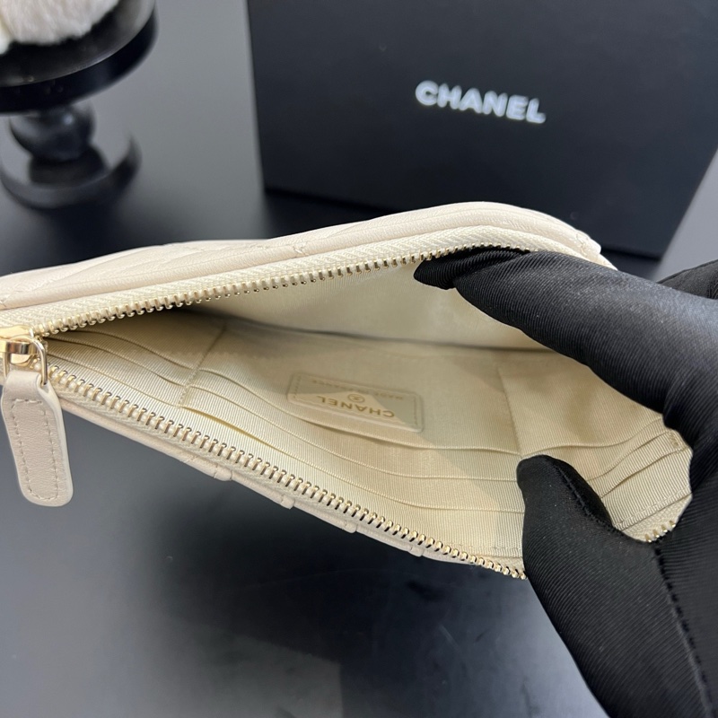 Chanel/香奈兒 米色全皮19bag系列 手拿零錢包卡包手機包 30開有保卡-7