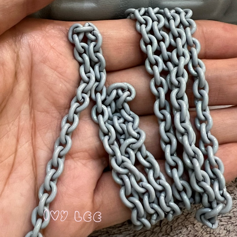 Fendi 8M0365 Baguette FF 立體浮雕小羊皮 WOC 長款皮夾配飾鏈 灰藍 正品 二手精品-15