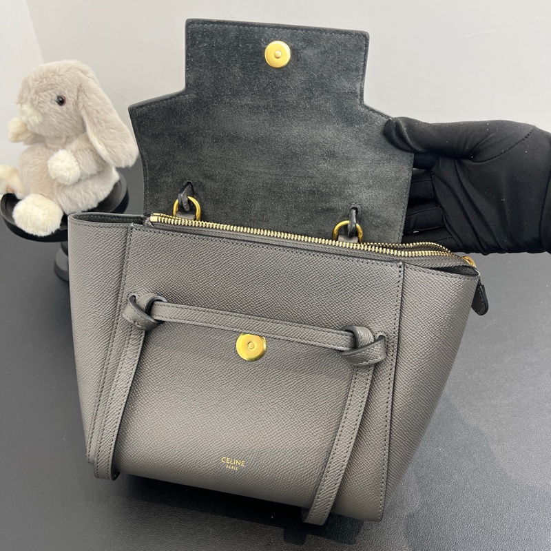 Celine/賽琳 鯰魚包 nano 灰色牛皮-6