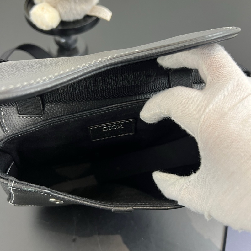 Dior/迪奧 Sacai聯名款 mini迷你馬鞍包 腰包胸包黑色 22年編碼。-6