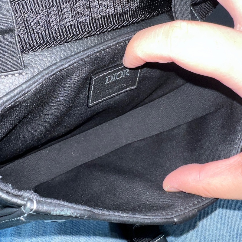 Dior/迪奧 Sacai聯名款 mini迷你馬鞍包 腰包胸包黑色 22年編碼。-8