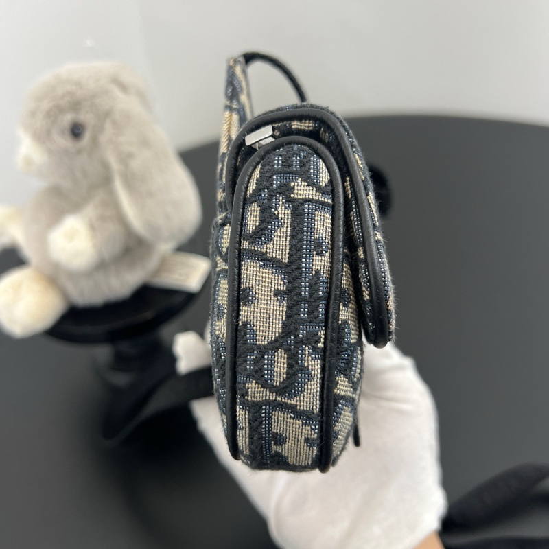 Dior/迪奧 老花藍色mini馬鞍包 腰包 22年編碼-1