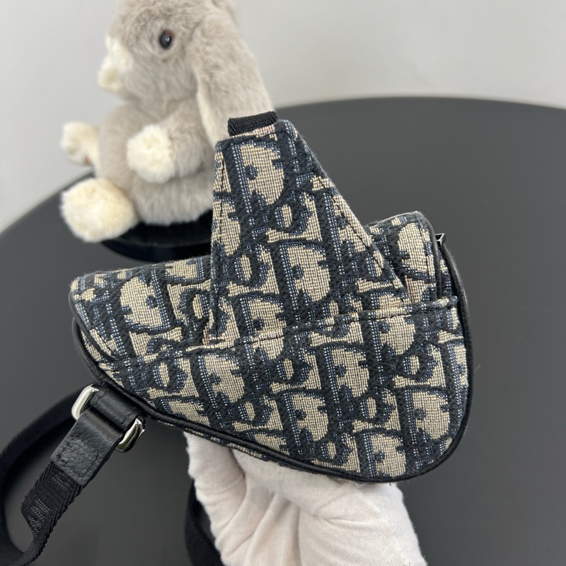 Dior/迪奧 老花藍色mini馬鞍包 腰包 22年編碼-2