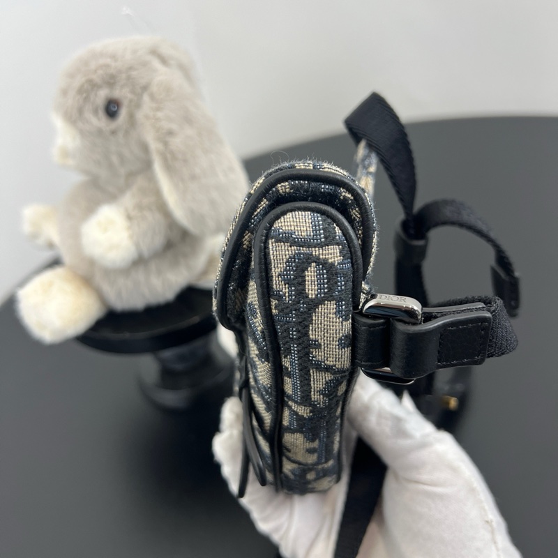 Dior/迪奧 老花藍色mini馬鞍包 腰包 22年編碼-3