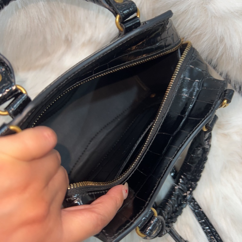 巴黎世家 （Balenciaga）Neo Classic黑色迷你款鱷魚紋皮革手提包-10