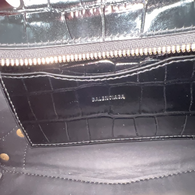 巴黎世家 （Balenciaga）Neo Classic黑色迷你款鱷魚紋皮革手提包-12