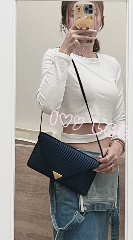 Saint Laurent vintage  黑、藍 帆布拼接  橫線條 復古信封包 斜背包 正品 二手精品-5