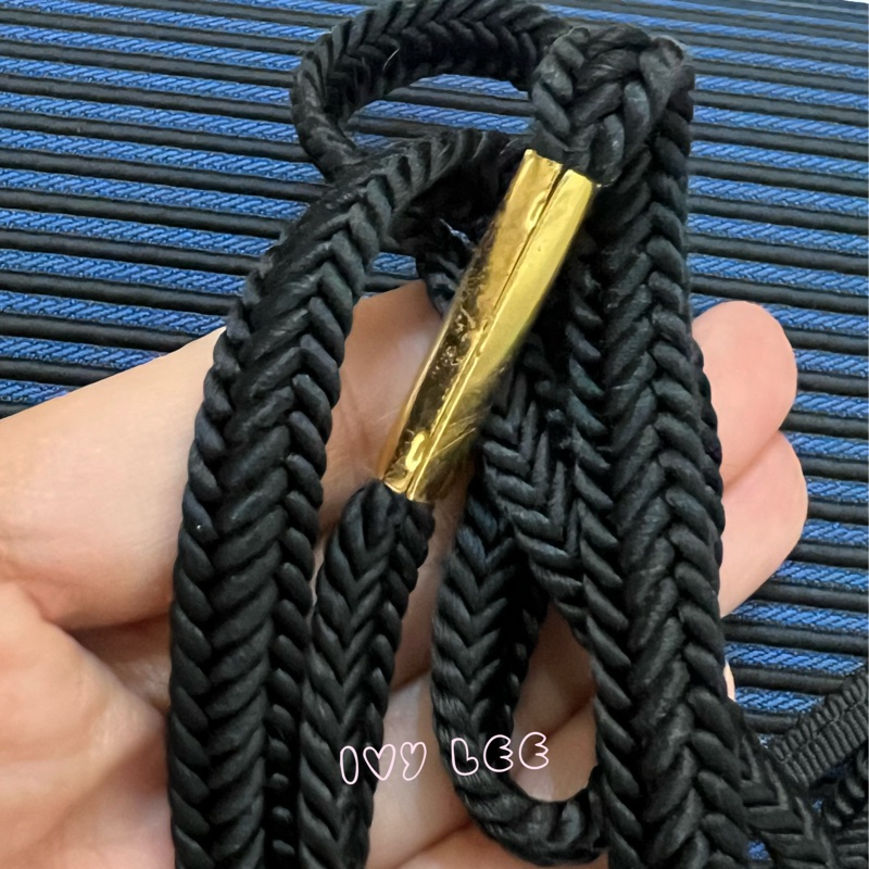 Saint Laurent vintage  黑、藍 帆布拼接  橫線條 復古信封包 斜背包 正品 二手精品-11