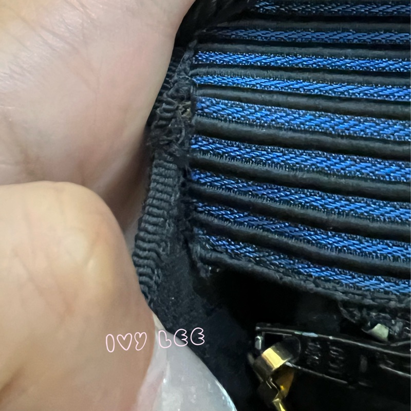 Saint Laurent vintage  黑、藍 帆布拼接  橫線條 復古信封包 斜背包 正品 二手精品-16