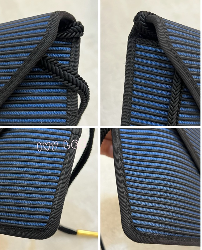 Saint Laurent vintage  黑、藍 帆布拼接  橫線條 復古信封包 斜背包 正品 二手精品-18