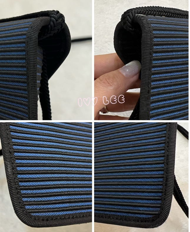 Saint Laurent vintage  黑、藍 帆布拼接  橫線條 復古信封包 斜背包 正品 二手精品-19