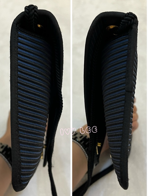 Saint Laurent vintage  黑、藍 帆布拼接  橫線條 復古信封包 斜背包 正品 二手精品-22