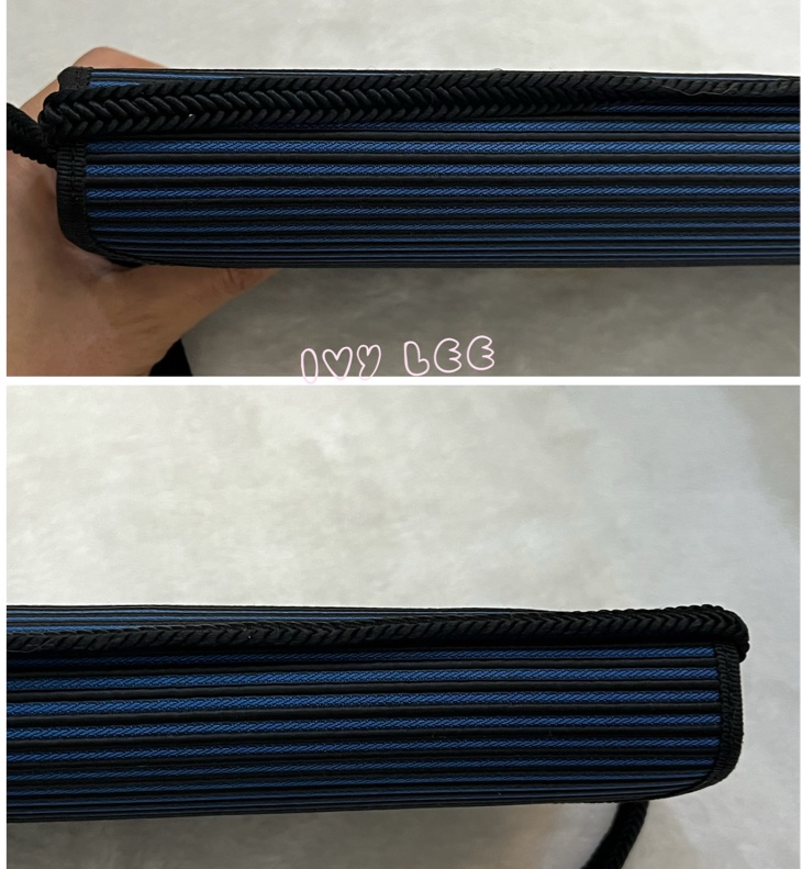Saint Laurent vintage  黑、藍 帆布拼接  橫線條 復古信封包 斜背包 正品 二手精品-23