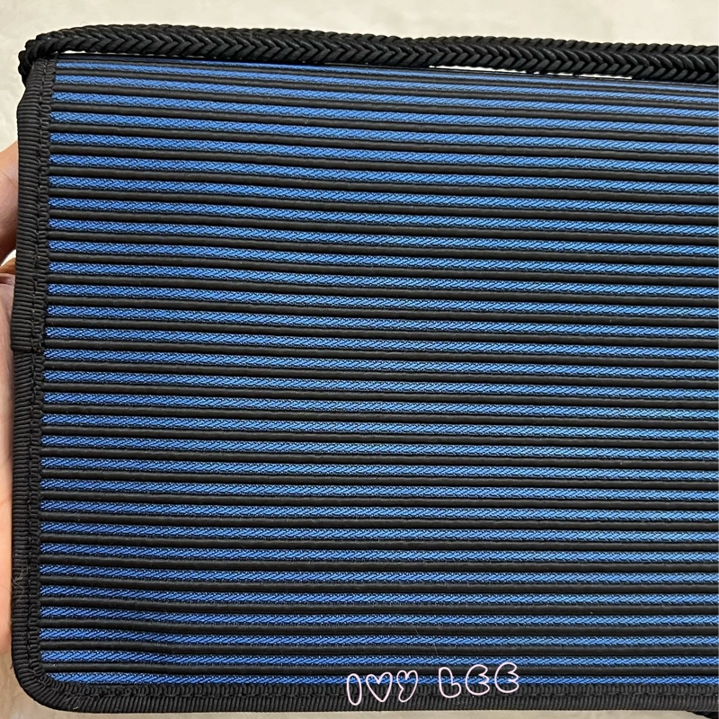 Saint Laurent vintage  黑、藍 帆布拼接  橫線條 復古信封包 斜背包 正品 二手精品-29