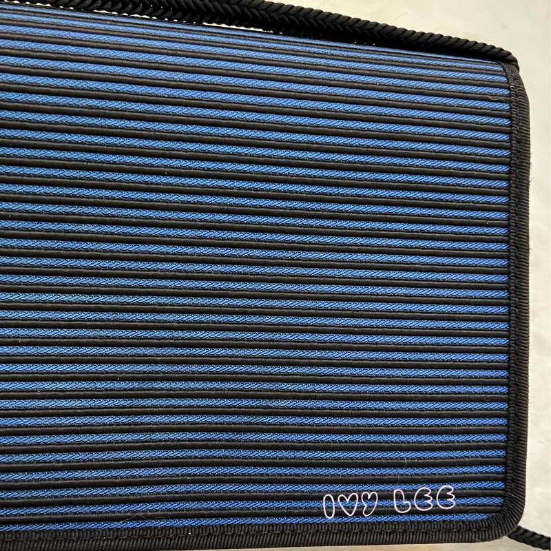 Saint Laurent vintage  黑、藍 帆布拼接  橫線條 復古信封包 斜背包 正品 二手精品-30