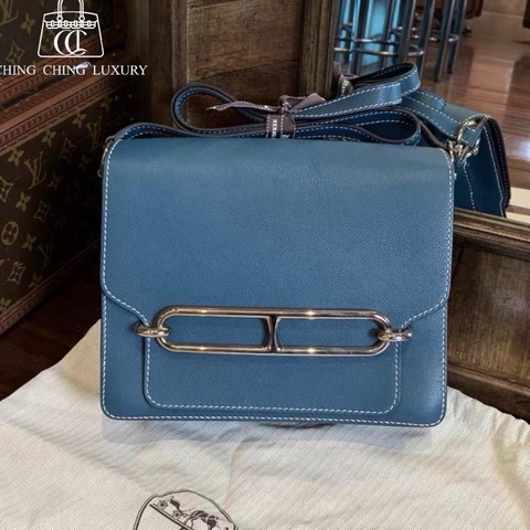 🌈Hermes🩵Roulis 23🩵 藍色銀扣🩵98新🌈Evercolor皮🌟roulis23🌟roulis🌟愛馬仕🌟