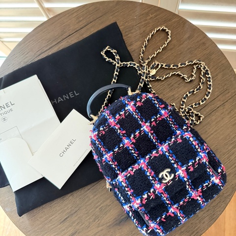 CHANEL 小書包 彩色斜紋軟呢 迷你後背包