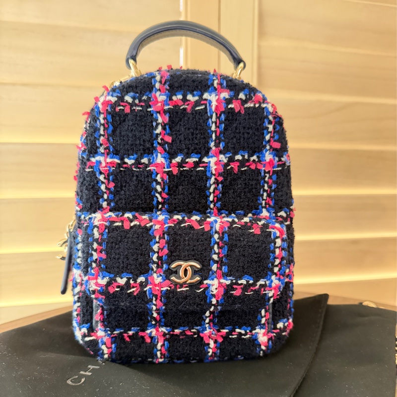 CHANEL 小書包 彩色斜紋軟呢 迷你後背包-2