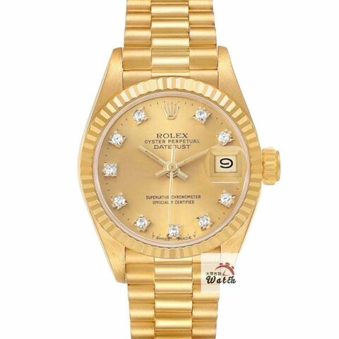 【大眾名錶】ROLEX勞力士 69178 Datejust 18K蠔式女錶 女紅蟳 金色十鑽面盤 大眾名錶B1300