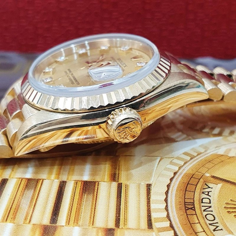【大眾名錶】ROLEX勞力士 69178 Datejust 18K蠔式女錶 女紅蟳 金色十鑽面盤 大眾名錶B1300-6