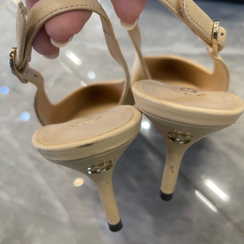 CHANEL 香奈兒 細跟高跟鞋 38碼 配塵袋-4