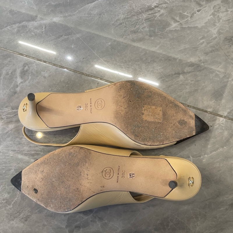 CHANEL 香奈兒 細跟高跟鞋 38碼 配塵袋-5