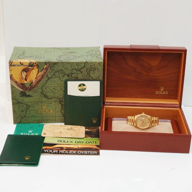 【大眾名錶】ROLEX勞力士 18038 Day-Date 蠔式DD18K 紅蟳錶 金色6.9T鑽面盤 大眾名錶G286-9