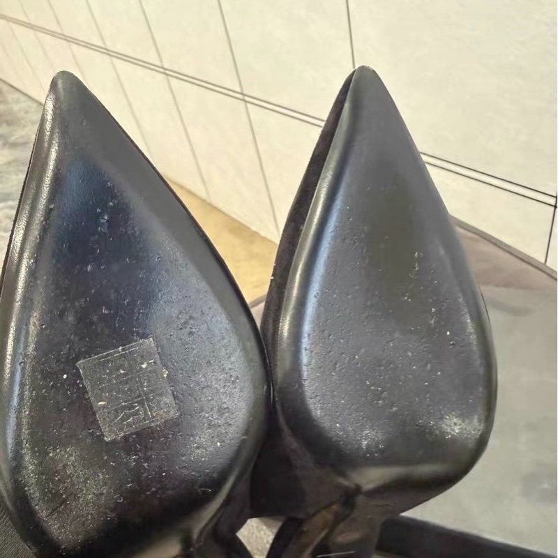 ysl 聖羅蘭黑絲絨面高跟鞋38碼，有盒-5