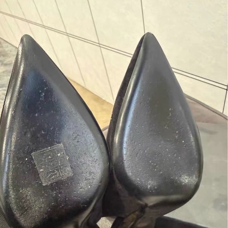 ysl 聖羅蘭黑絲絨面高跟鞋38碼，有盒-6