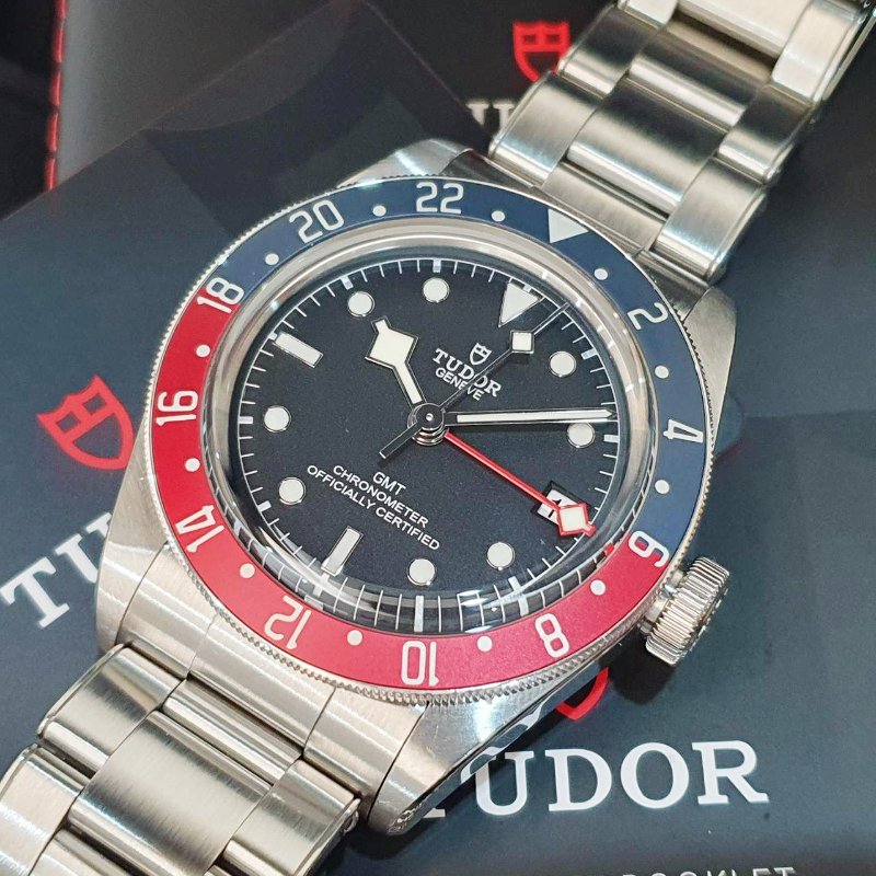 【大眾名錶】TUDOR帝舵 79830RB 2023/10卡 GMT兩地時區 百事圈 黑色面盤 大眾名錶B1301-8